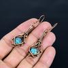 Copper Blue Turquoise Jewelry Handmade Gemstone Earrings, 999 Copper Wire Wrapped Earrings Antique Jewelry, For Engagement Gift