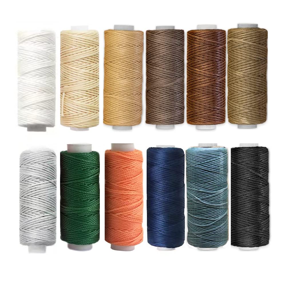 

Jvedo Waxed Thread Leather Craft Cord 12 Colors Hand Sewing Braiding DIY Thread 30M