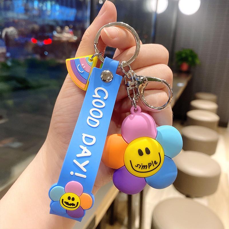 Colorful Adorable Smiley Face Keychain Cute Cartoon Pvc Keyring For Birthdays Parties And