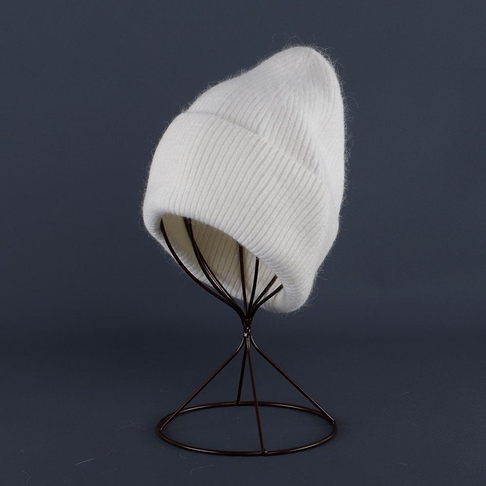Rabbit Fur Beanies Soft Warm Fluffy Winter Hat for Women Angora Knitted Hat Beanies Female Bonnet warm Woman Knit Cap