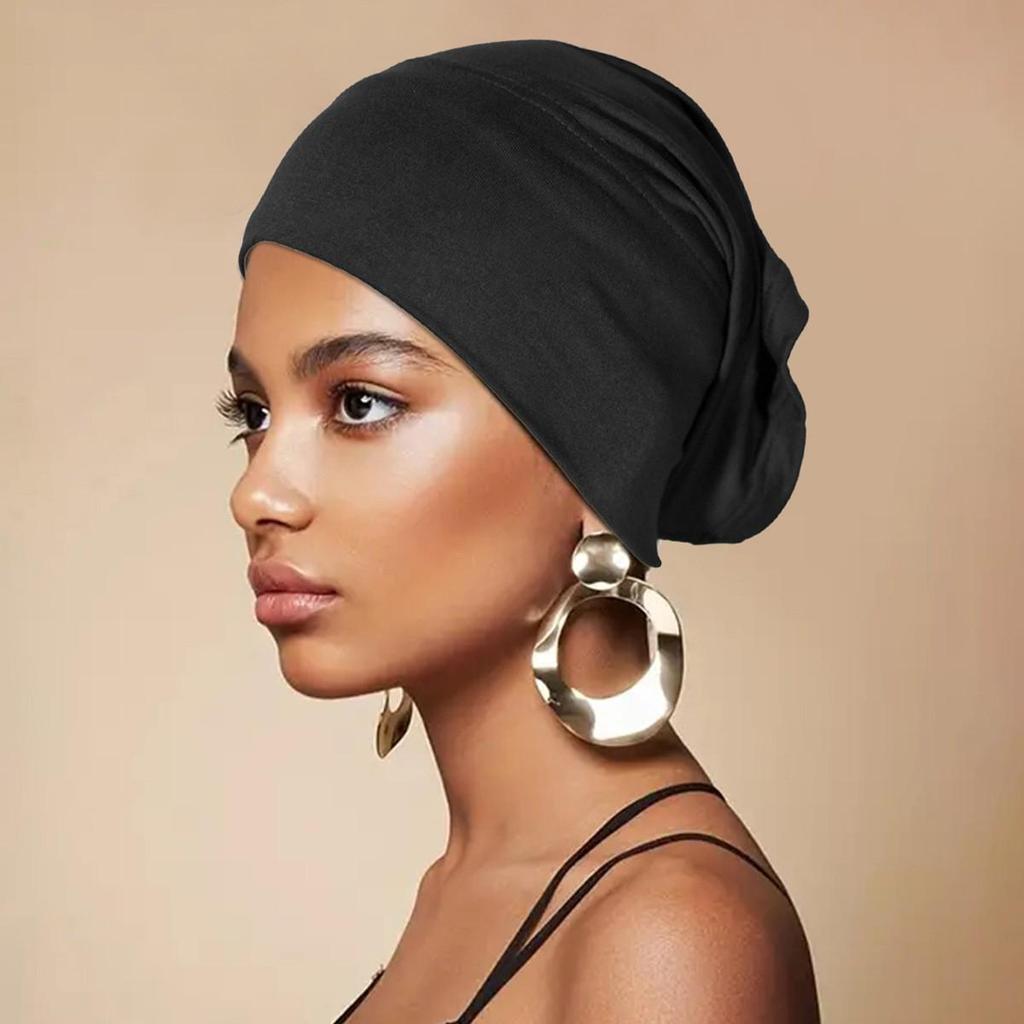 Pilling-Free, Non-Fading Multi-Color Tube Hat - Solid Pure Mercerized Cotton, Cotton Headscarf, Women's Elastic, Breathable.