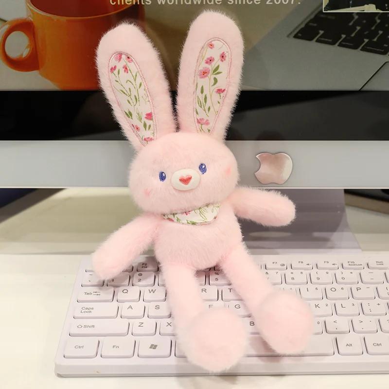 Süßer Pull-Up-Hase Schultaschen-Anhänger 30 cm Kreativer Plüsch-Ohr-Zieh-Hase Anhänger Schlüsselanhänger Stressabbau Geschenk für Kinder 30cm