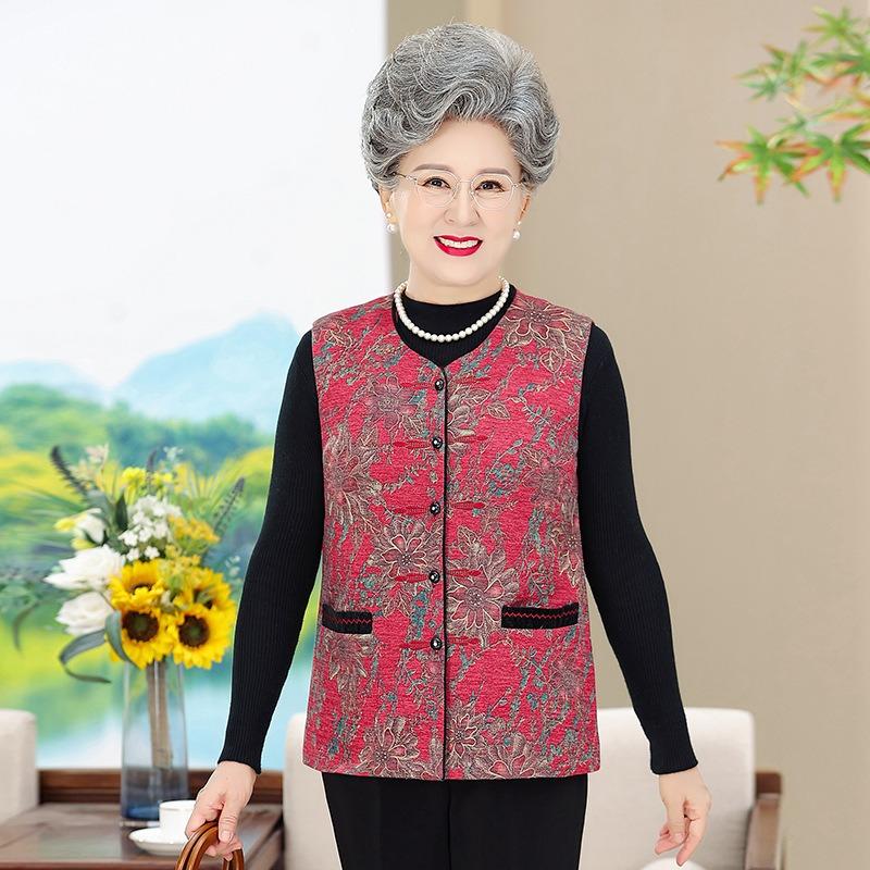 

Осенний жилет женский жилет пожилой женщины бархатный утолщенный терможилет 6XL (recommended 160-87.5kg)