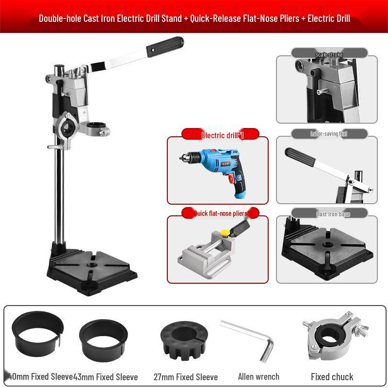 Multi-Functional Rotary Drill Stand Converts to Mini Bench Drill and Hole Punch Press