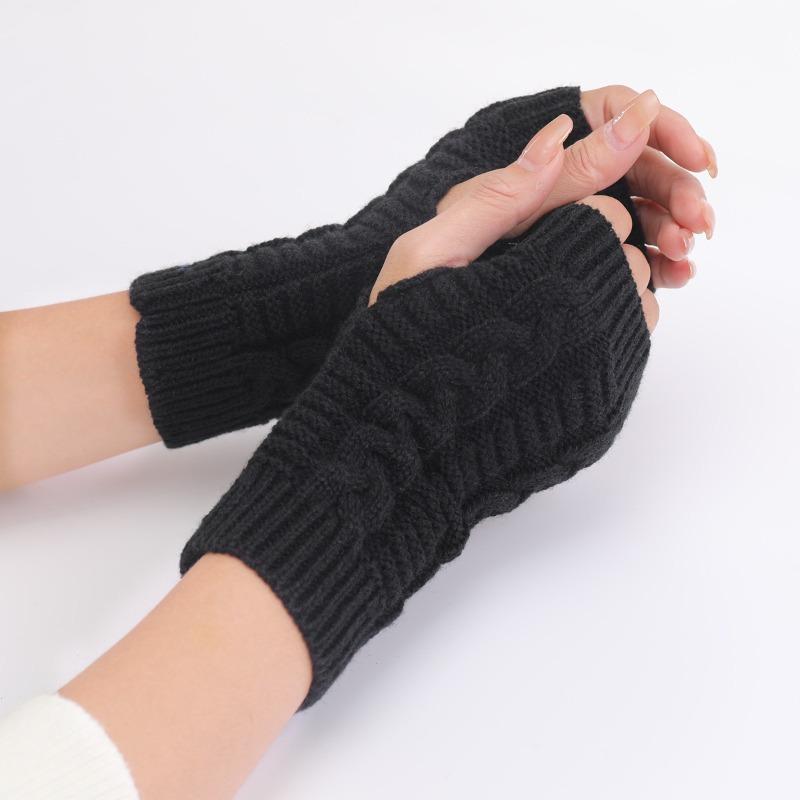 1 Pair Short Fashion Knitted Twist Gloves, Finger Warm Gloves - Suitable for All Men and Women In Autumn and Winter