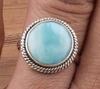 Massiver 925er Sterlingsilber Larimar Edelstein Handgefertigt Boho Designer Statement Ring Charm Schmuck
