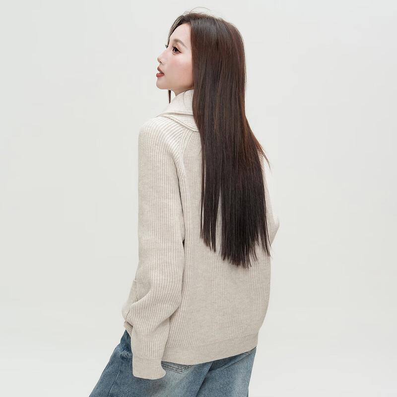 izzue Women's Heart Pattern V-Neck Cardigan Sweater