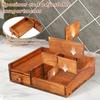 Desktop Storage Box Wooden Cosmetics Storage Rack with Drawer Multipurpose Tea Bag Organizer for Bathroom Kitchen Countertop