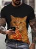 3D Summer New Pizza Orange Cat Short-Sleeved Digital Print Design T-Shirt Elements Trendy Men'S Casual Fashion Top