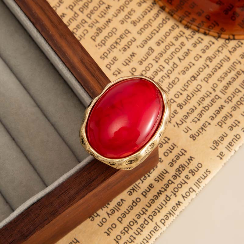 Vintage Red Resin Oval Wide Rings For Women Men Exaggerated Large Geometric Chunky Finger Rings Jewelry Party Gift 2026 New