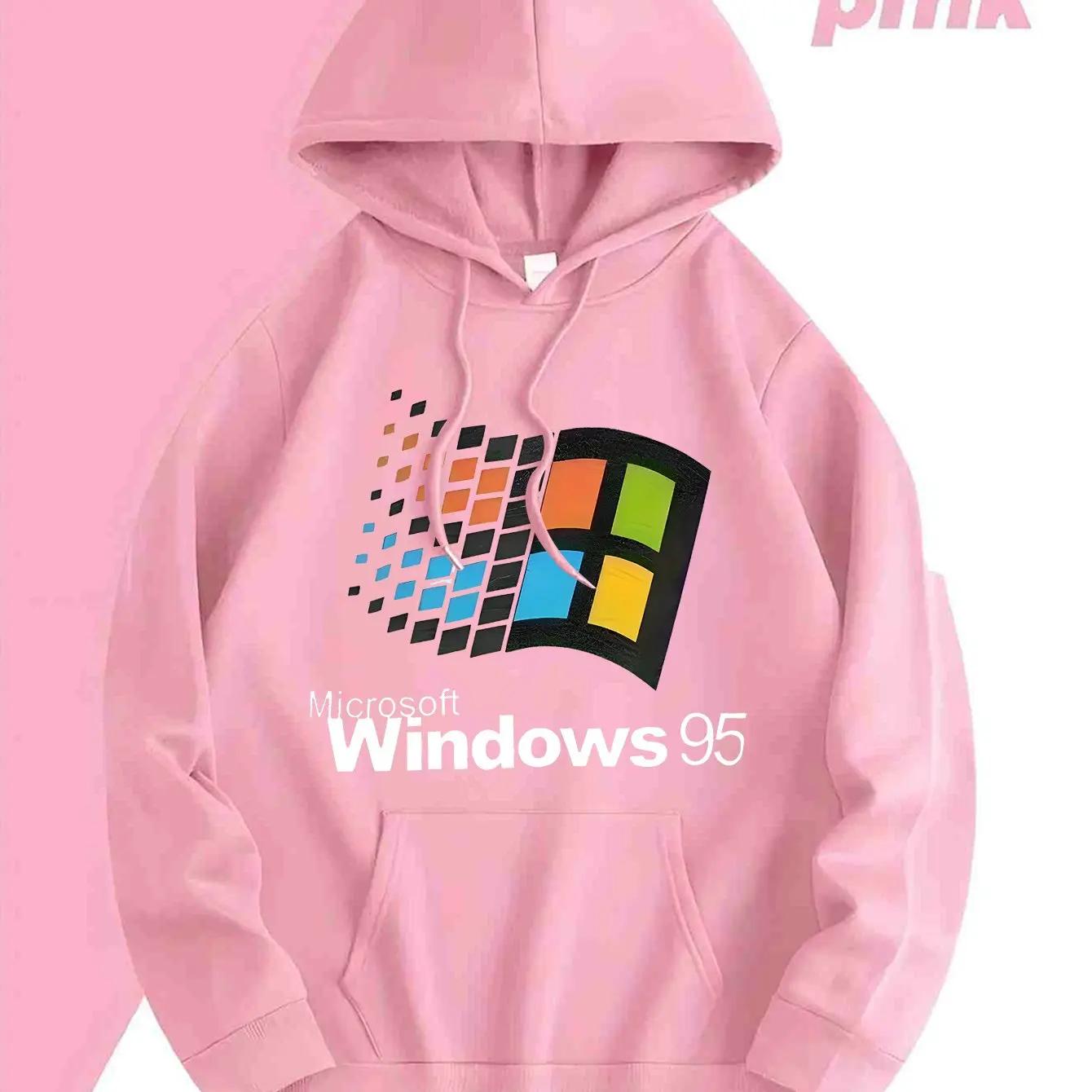 

Чоловіча ретро толстовка з графікою Windows 95, темно-сіра, світшот-пуловер, ретро-худі для геймерів та технічних ентузіастів M