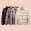Womens Lightweight Packable Down Jacket Slim Fit Stand Collar Casual Solid Color Winter Coat