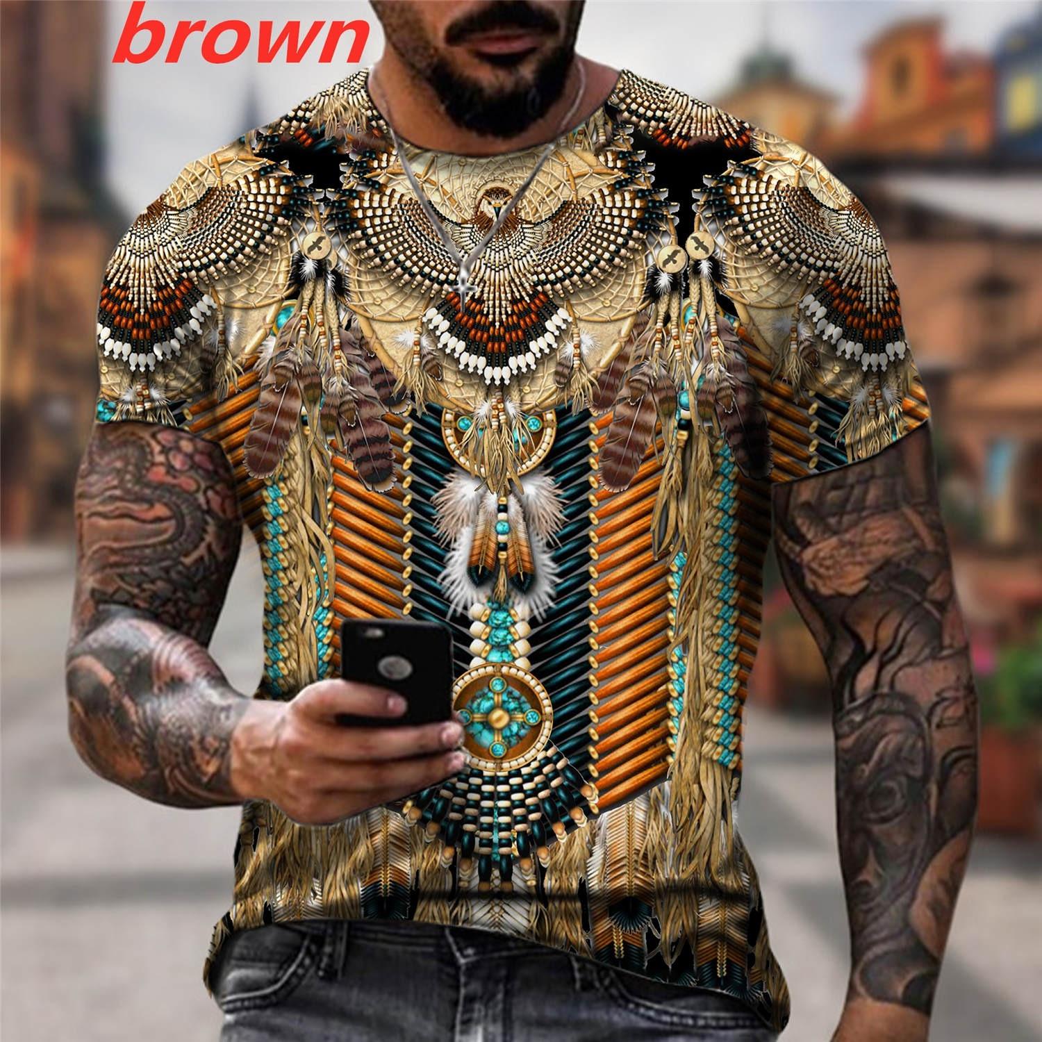 

Мужская футболка с 3D-принтом Native Indian Pattern Harajuku, модные футболки с короткими рукавами XS чёрный