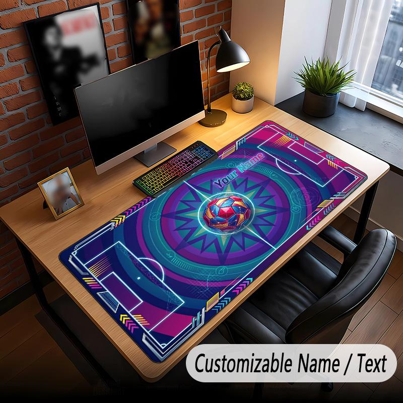 Soccer Theme Custom Mouse Pad Personalized With Name Text Customized Desk Mat For Office Home Decor