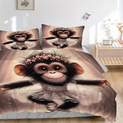 3pcs Anime Monkey Ballerina Bedding Set - Includes One Quilt Cover and Two Pillowcases (No Core) - Home Decor, Festival Gift, Polyester Fabr