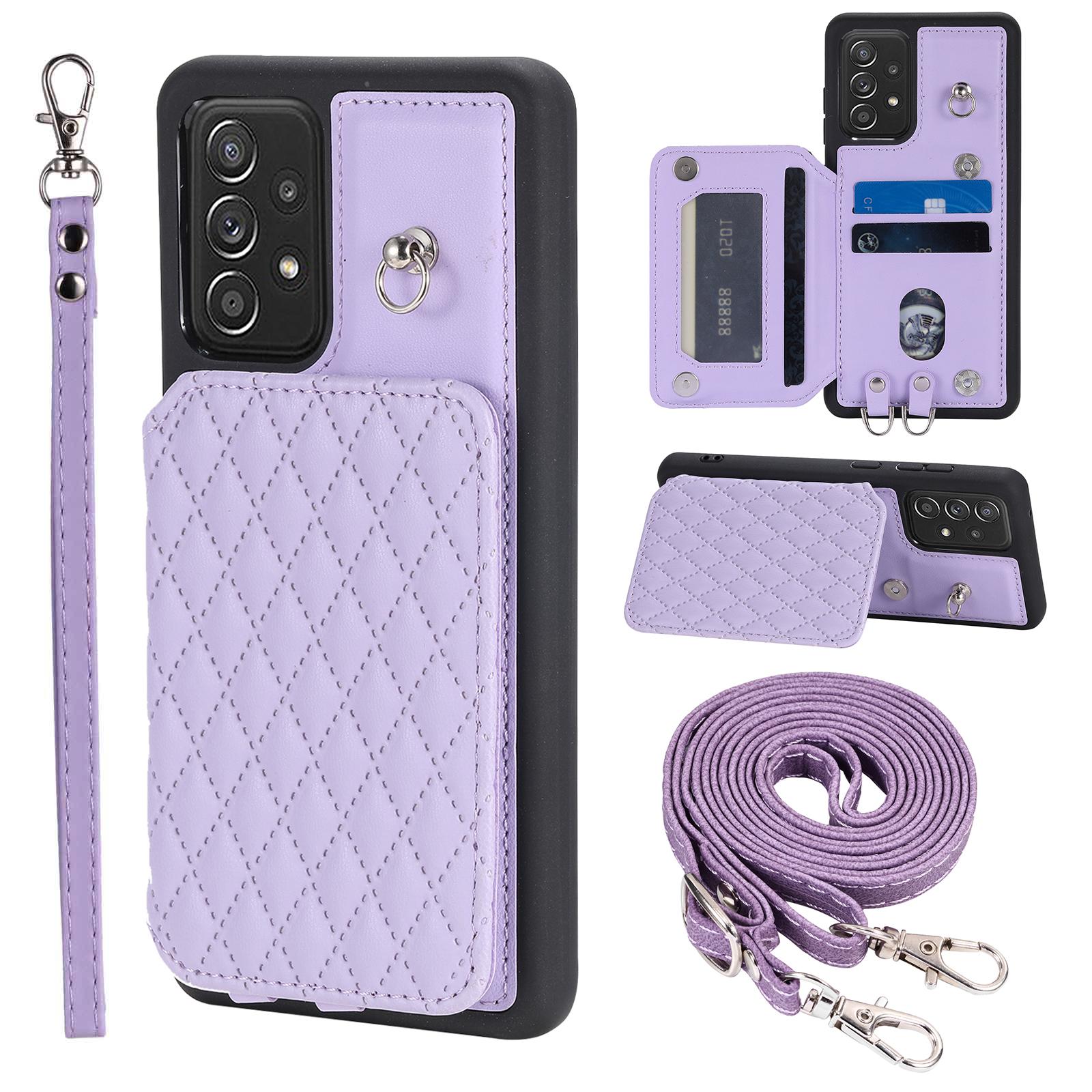 

Стиль 008 Чехол для телефона с RFID-блокировкой для Samsung Galaxy A52 4G/A52 5G/A52s 5G, противоударный чехол из ПУ+ТПУ Purple