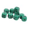 20Pcs 16mm Rounded Corner Dice 6 Sided Game Dice Set for Table Board Games Math Games Green Black