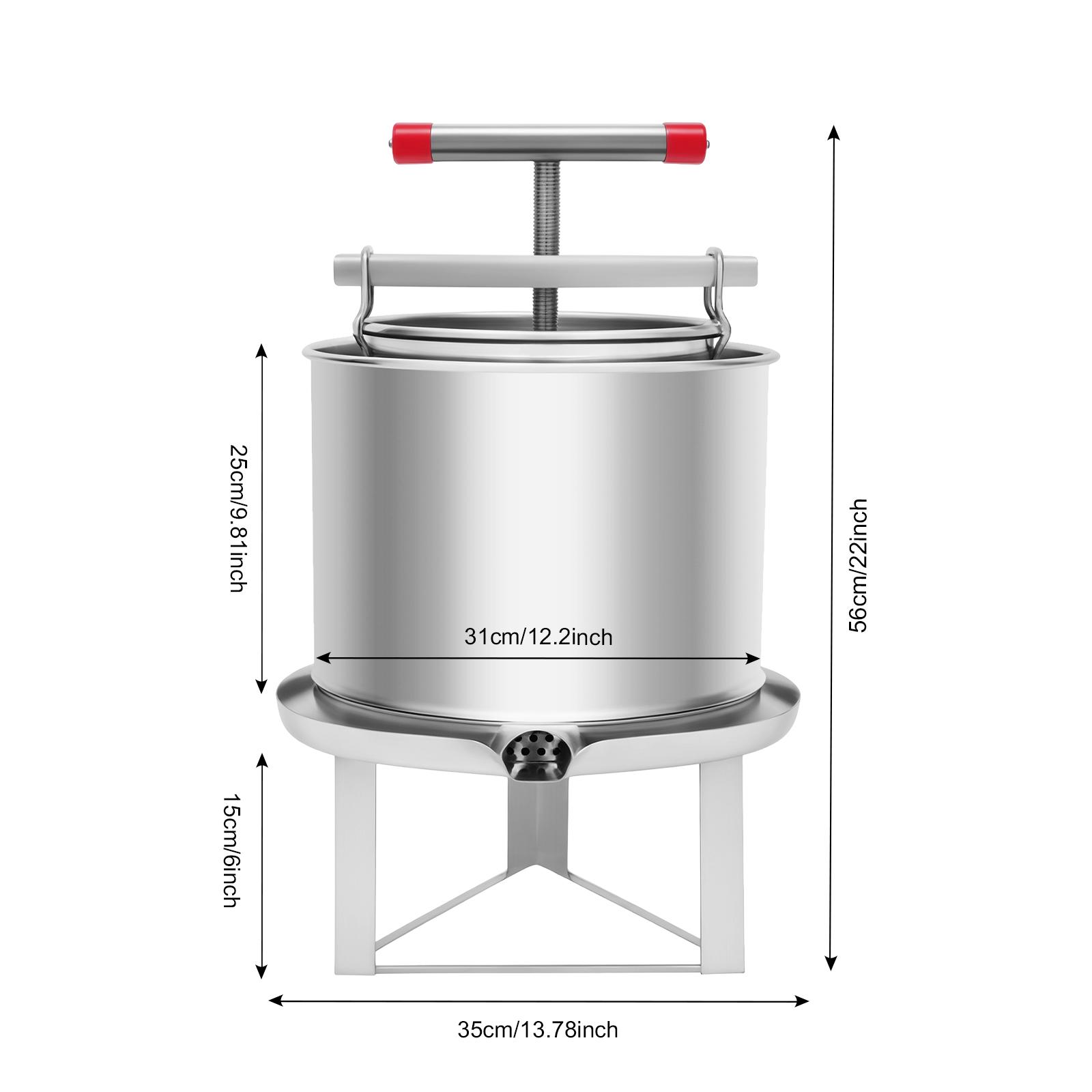 Пресс-экстрактор для пчелиного меда, 532,6 унции, ручной пресс для пчелиного воска, барабанная медогонка для сотов, бытовое оборудование из нержавеющей стали для виноделия серебряный