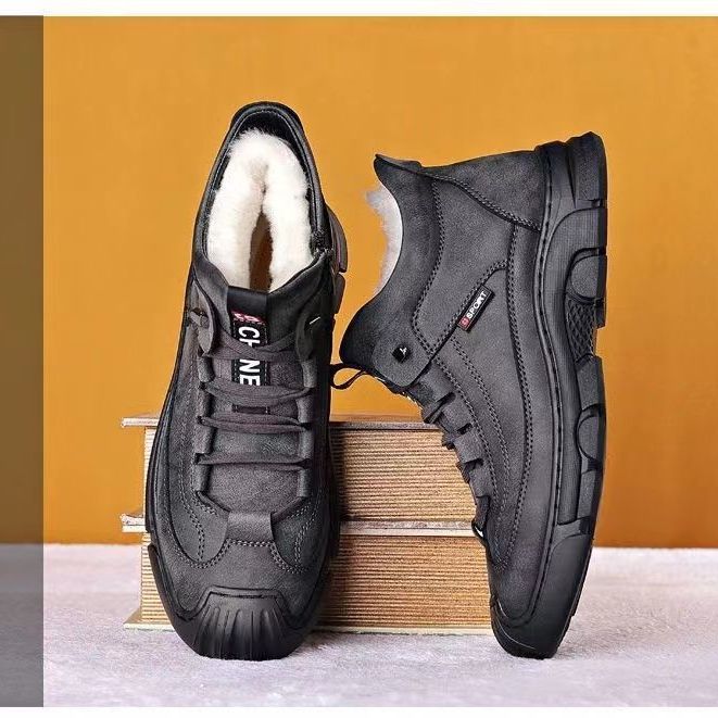 Men's shoes platform Martin boots men's winter 2025 new men's cotton shoes piled thickened warm casual short boots men
