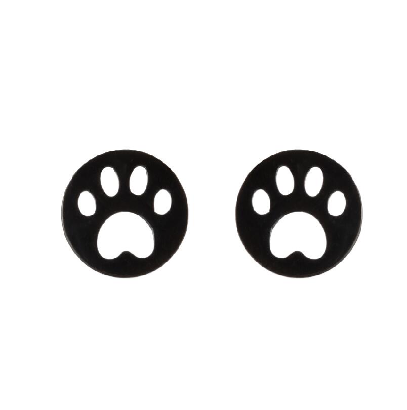Cute Pet Dog Paw Print Stud Earrings Mini Golden Color Sweet Stainless Steel Ear Studs For Women Girls Fashion Zircon Gifts