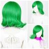 12-inch women's movie cosplay Halloween festival anime costume wig, short green synthetic wig with ribbon two-piece set, natural