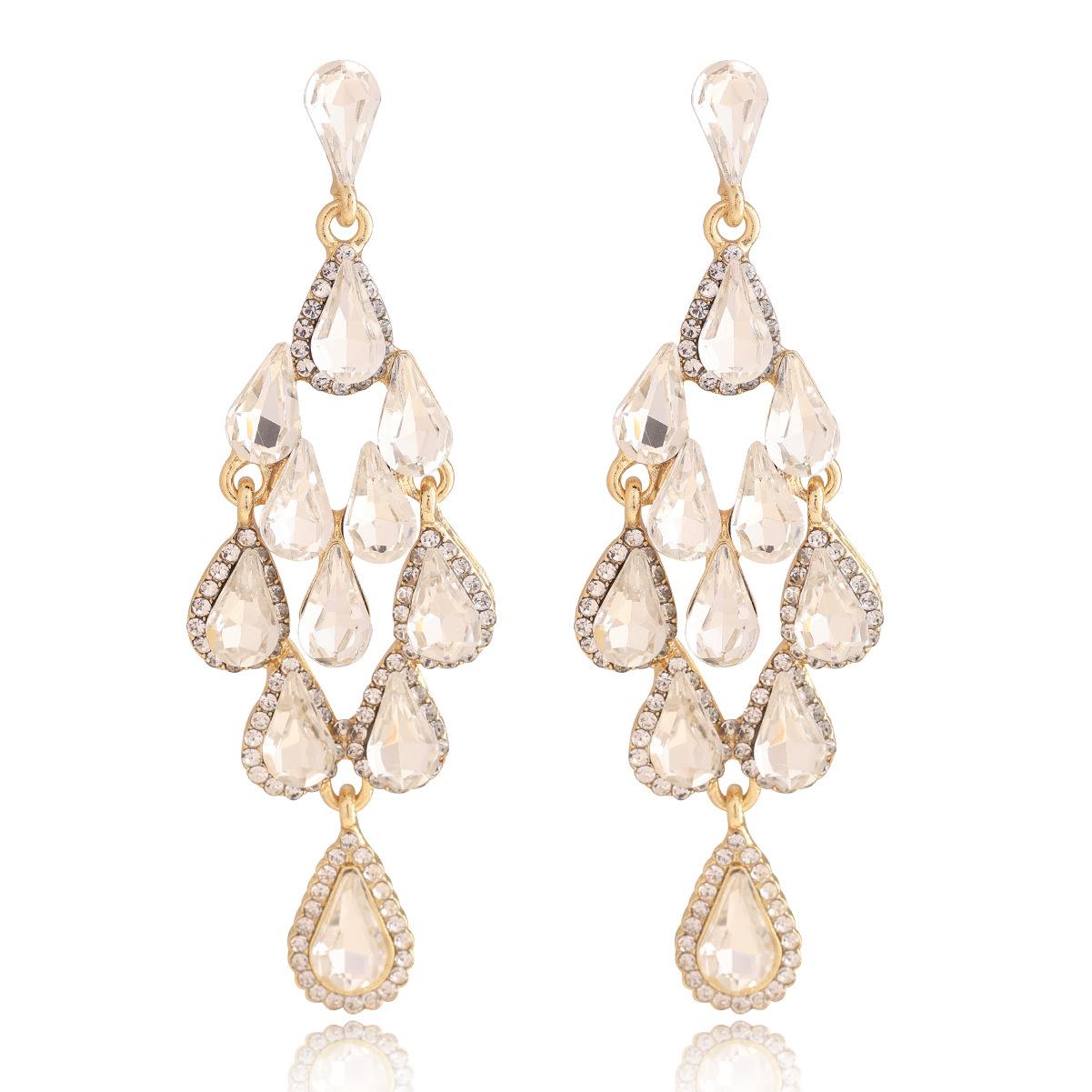Teardrop Crystal Rhombus Earrings - Premium Dopamine Chic  Mid-length  Affordable Luxury Earrings