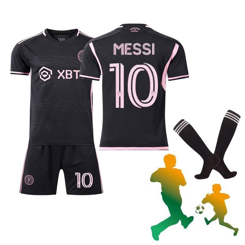 Miami Messi 10 Mls Fußballtrikot Set Heim Auswärts Schwarz Rosa Polyesterstoff Beinhaltet Trikot Hose Socken