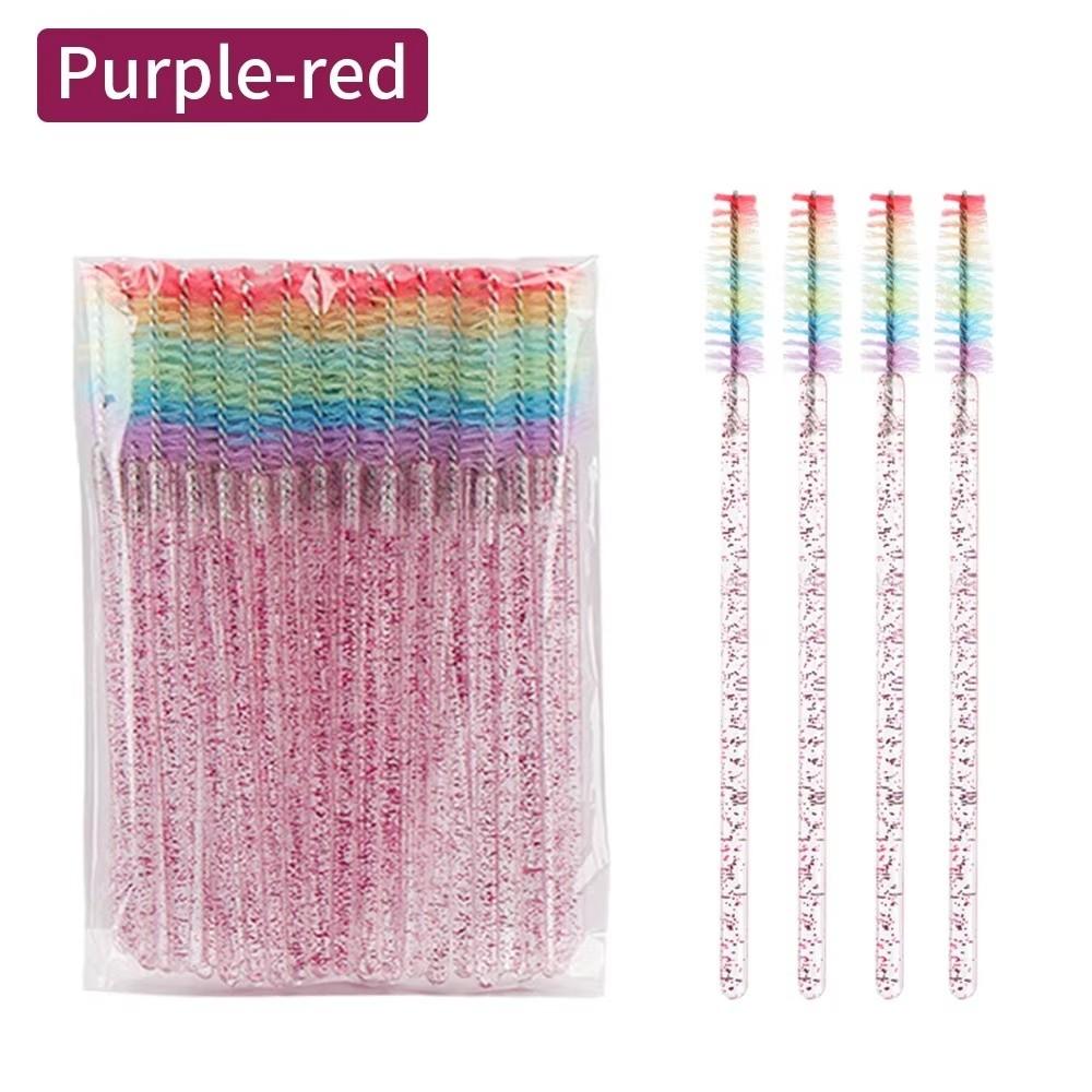 50Pcs Crystal Eyelash Brush Microbrush Cosmetics Tool Eyelash Brushes Rainbow Color Eyelashes Extension Spoolie