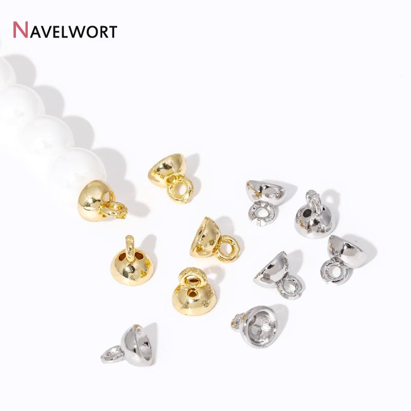 10/20Pcs Gold Plated Brass Crimp Beads,End Caps For Jewelry Making,Caps For Bracelet,Supplies For Jewelry,DIY Accessories
