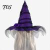 Premium Gothic Style Festival Headwear Halloween Witch Hat for Women, Mesh Rose Flower Adjustable Cosplay Women Wizard Costume, Party Dark Princess