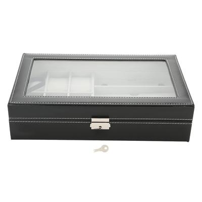 3 Fächer Brillen 6 Fächer Uhren Display Aufbewahrungsbox PU Leder Schmuck Organizer Koffer