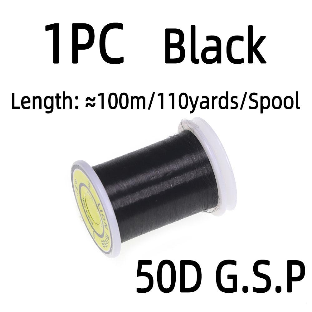 

100 м/катушка 50D GSP мушки полиэтиленовая нить мулине высокая прочность вязание леска для маленьких мушек нимфы форель рыболовные приманки чёрный