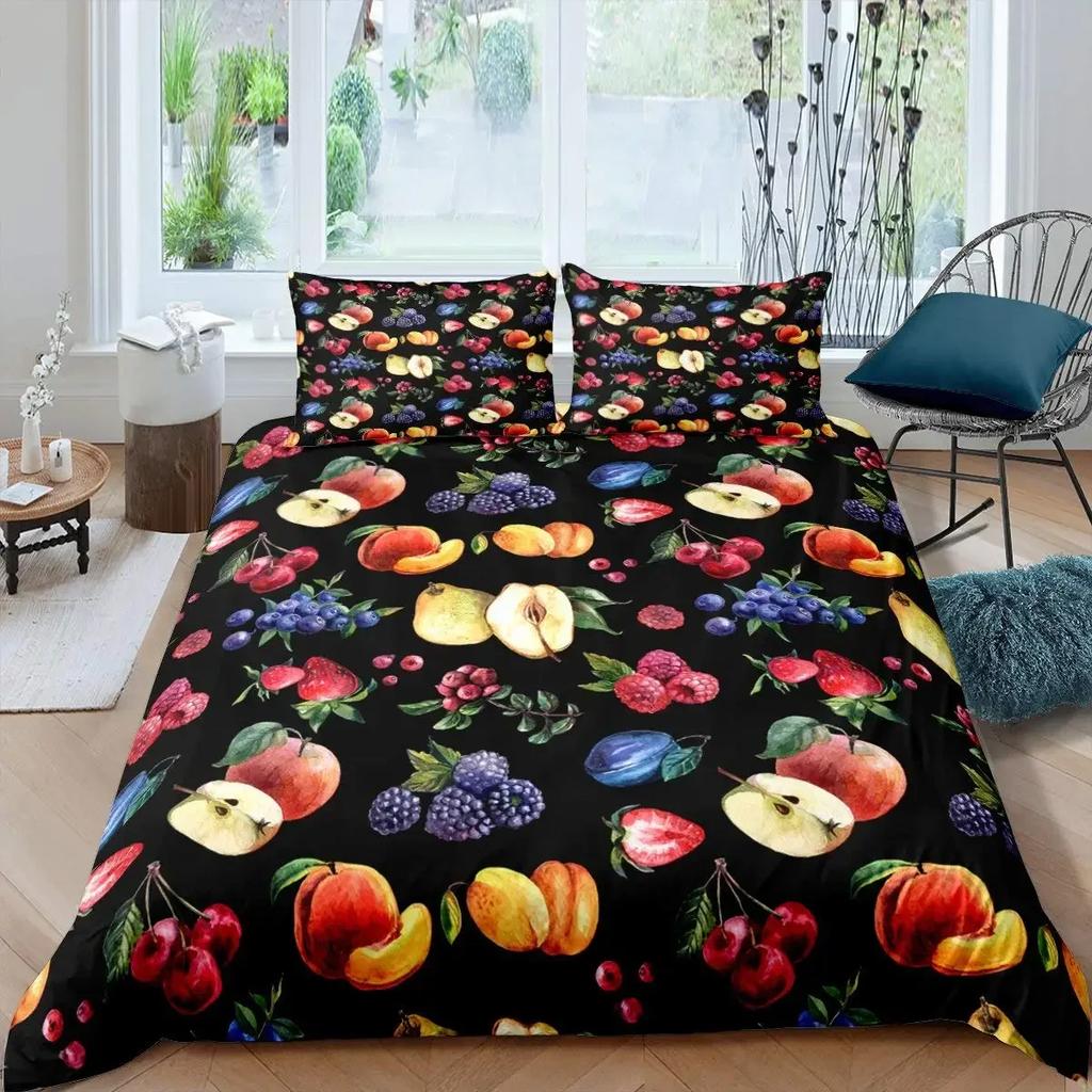 Comforter Red Apple King Queen Sweet Fruit Patterned Bedding Set For Kids Pink Plant Polyester Comforter
