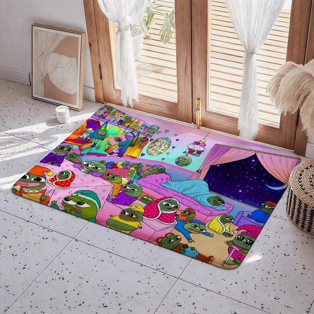 P Pepe The Frog Floor Mat Eco Flannel Doormat Non Slip Odorless Indoor Floor Rug Soft Short Plush Home Mat