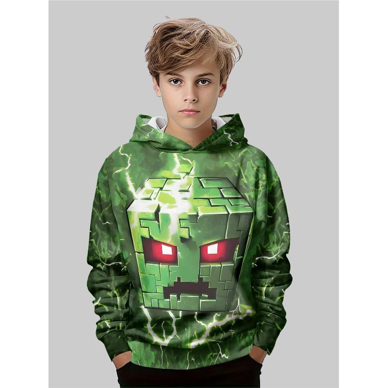 Modisches Bedrucktes Oberteil Lässiger Einfacher Pullover Lockere Hoodies Sweatshirts Jungen