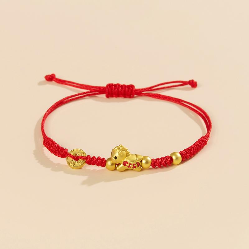 Chinese Style 2026 Horse Year Zodiac Bracelet For Women Men Lucky Hand-Woven Red Rope Bracelet New Year Jewelry Party Gift