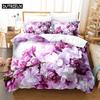 Purple Flower Duvet Cover Set Double Bed 200x200 Thin Floral Bedding Set 3PCS 2PCS with Pillowcase Single Quilt Cover 220x240