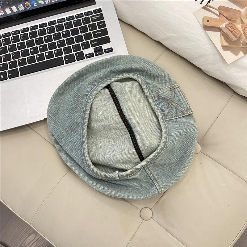 Hat Women's Year New Big Head Circumference Show Face Small Cowboy Beret Women's Summer Round Face Retro Octagonal Hat