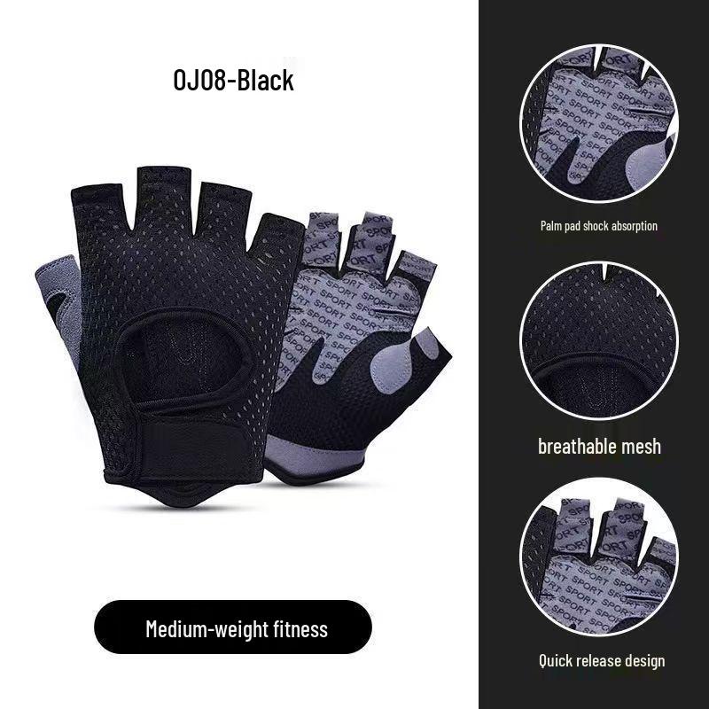 Men's & Women's Anti-Slip Fingerless Fitness Gloves - Wrist Support, Lightweight Summer Design for Cycling and Training