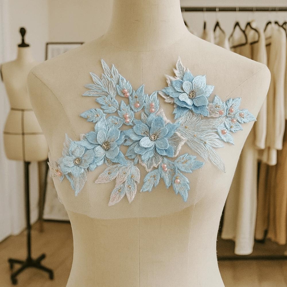 Luxury 3D Flower Patch Flower Embroidery Flower Embroidered Patches  Bridal Gown Decor