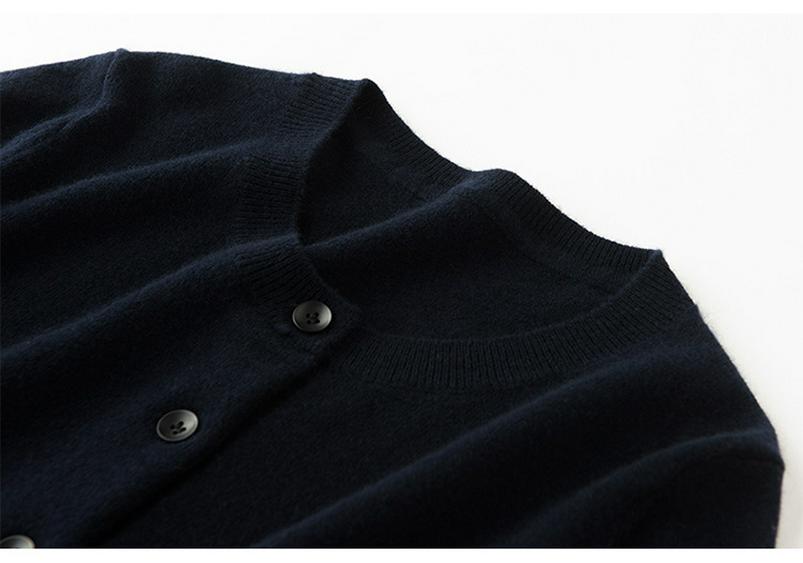 Women's 100% Cashmere Elephant Pattern Round Neck Cardigan Sweater