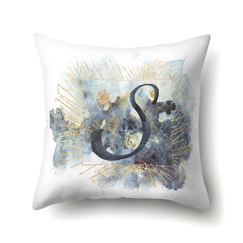 Polyester Pillowcase Home Car Decoration Printing Pillowcase 26 English Letters Sofa Cushion Cover