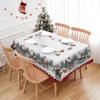 Christmas Poinsettia Santa Claus Waterproof Tablecloth Table Decor Winter Xmas Kitchen Dining Tablecloth Christmas Decorations