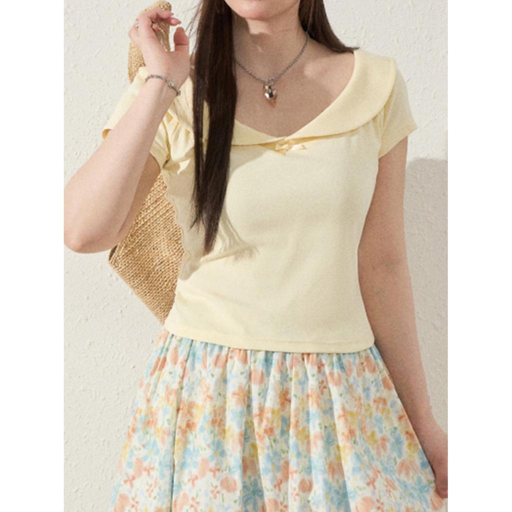 No sale #sweet age-reducing doll collar slim-fitting short-sleeved T-shirt women's summer top