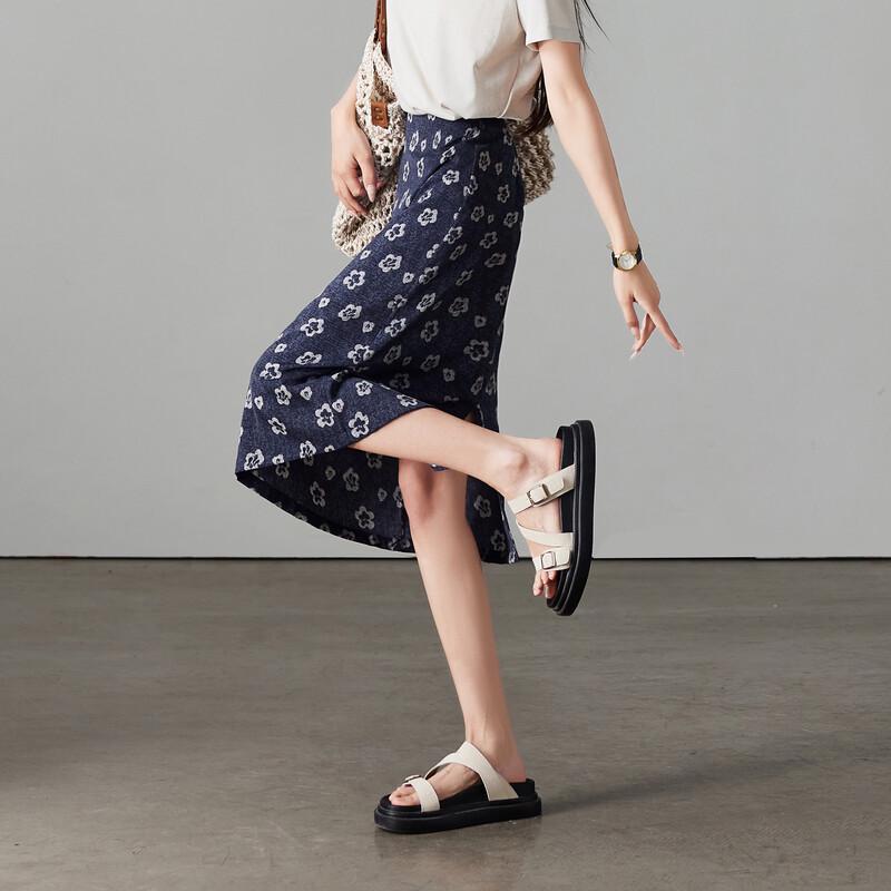 SOFSIL 2026 Summer French Floral Slit Skirt 28/L