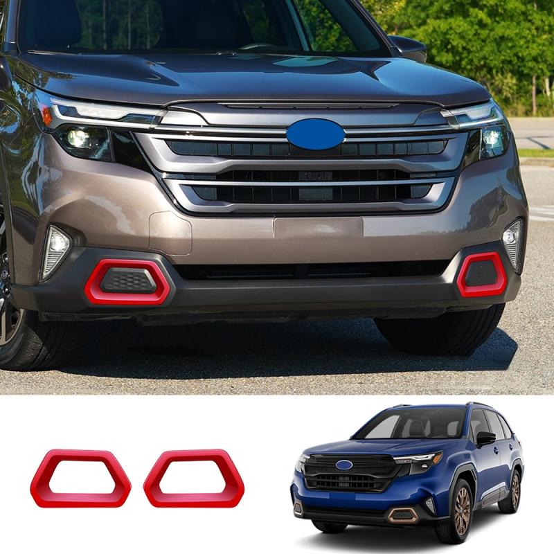 Для Subaru Forester 2025 ABS карбон Передний задний бампер Противотуманная фара противотуманная фара крышка Лампа накладка Рамка противотуманной фары крышка Аксессуары ABS red front