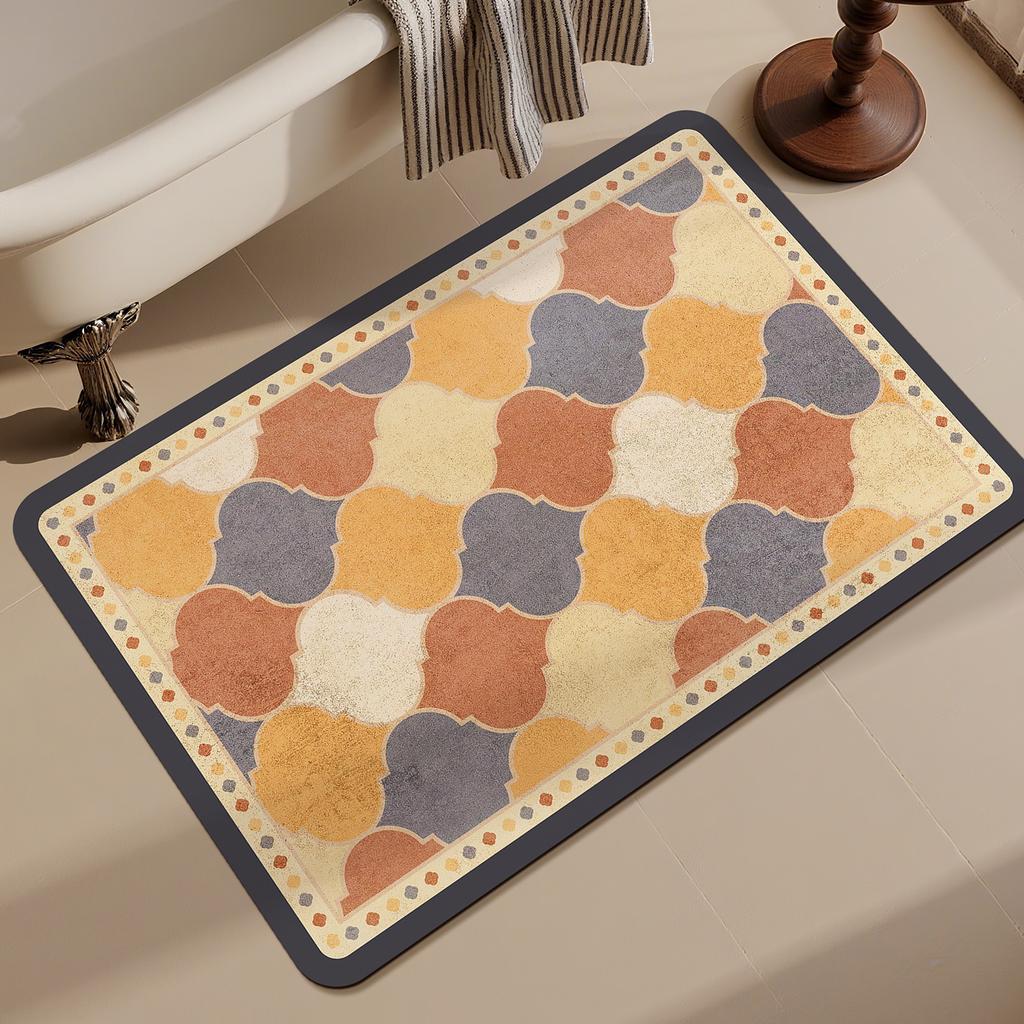 Retro wind diatom mud floor mat household bathroom door bathroom floor mat water absorption quick drying dirt resistant non-slip mat