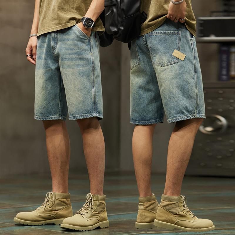 Men's Large Pocket Summer Denim Shorts Vintage Casual Large Size Five Pants
