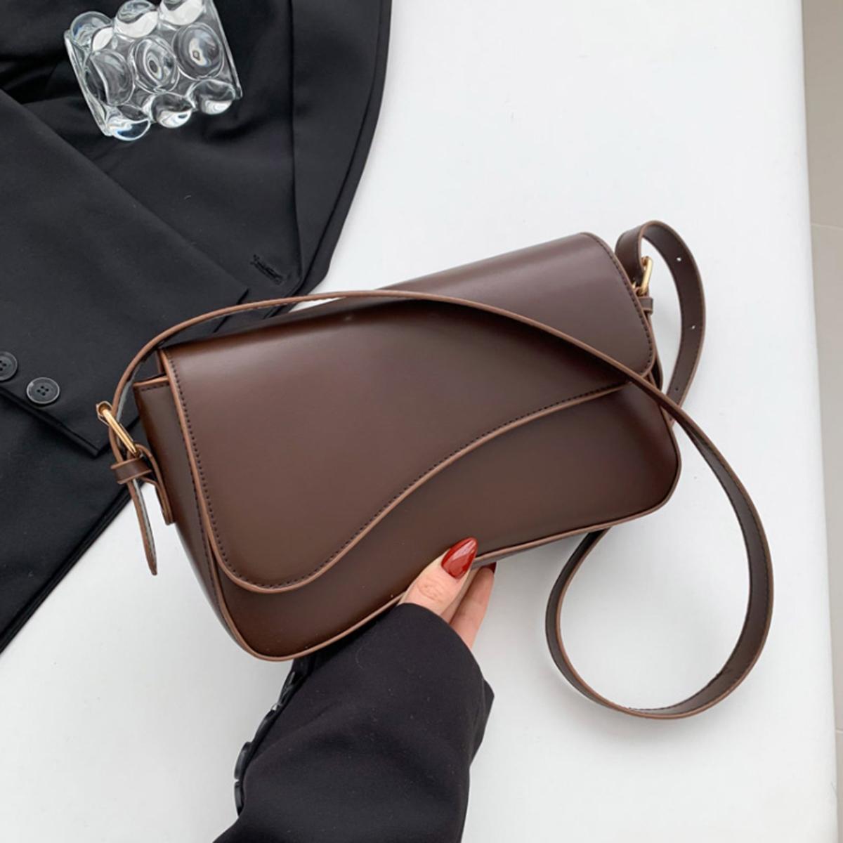 

Coffee-Colored Simple Crossbody Bag, Street Trend Light Luxury Exquisite Small Square Bag, Women s Single-Shoulder Bag, 1 Piece коричневый