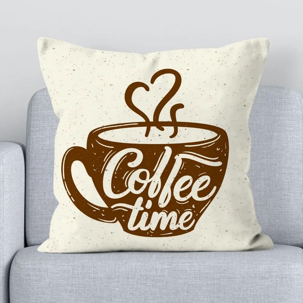 Office Sofa Cushion Cover Coffee Time Cushion Cover Pillow Decorative Printed Pillow Cover Home Furnishings